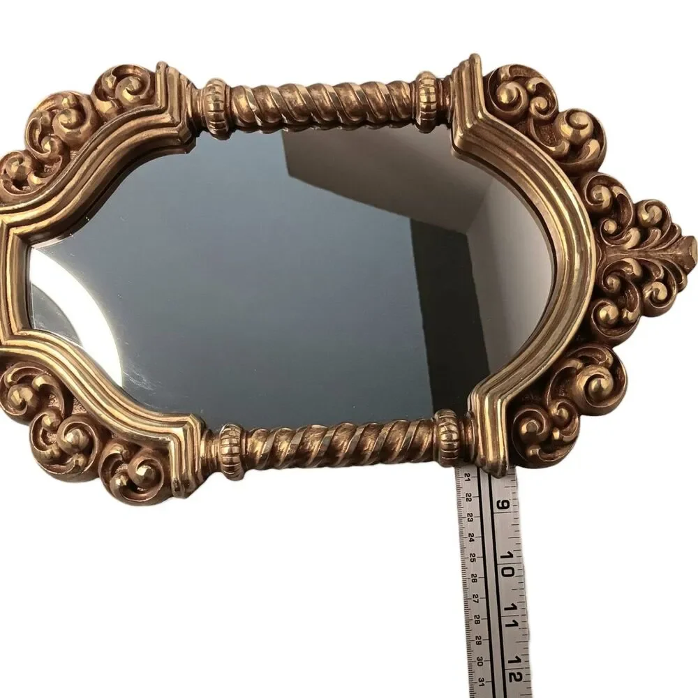 Vintage Syroco Gold Baroque Rococo Hollywood Regency Oval Wall Mirror Set Of Two